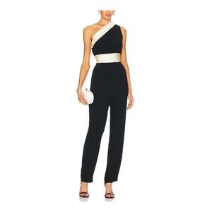 Saloni �Linda� Black & Cream Satin Jumpsuit Size 8